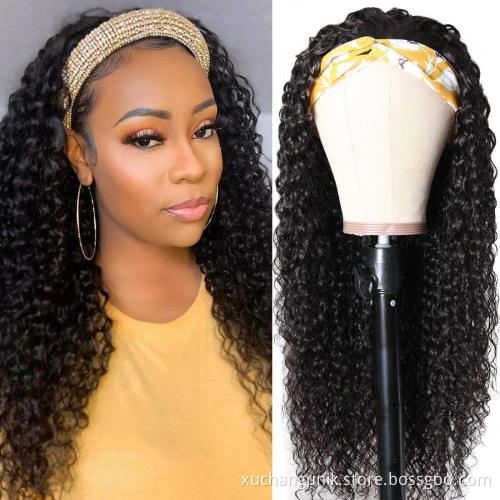 Wholesale Remy Human Hair Headband Wig,Headband Wig Human Hair For Black Women,150% 180%Density Curly Headband Human Hair Wig